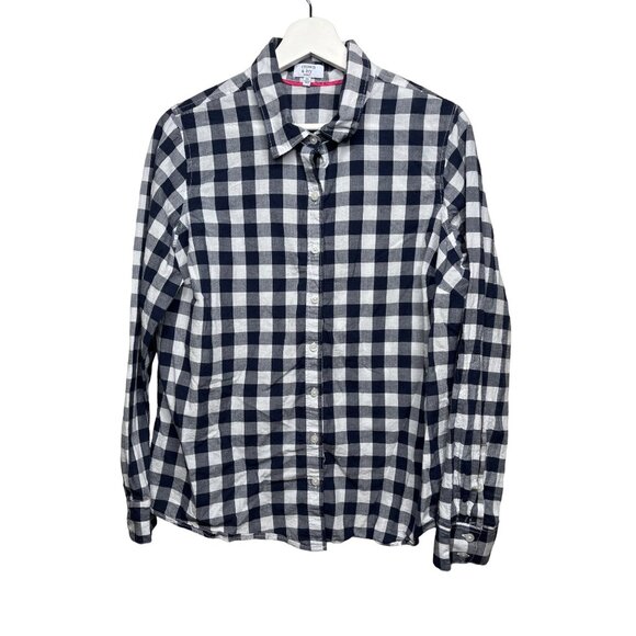 Crown and Ivy Top Women Button Up Shirt Preppy Checkered Blue Plaid Plus Size 0X - Picture 1 of 12